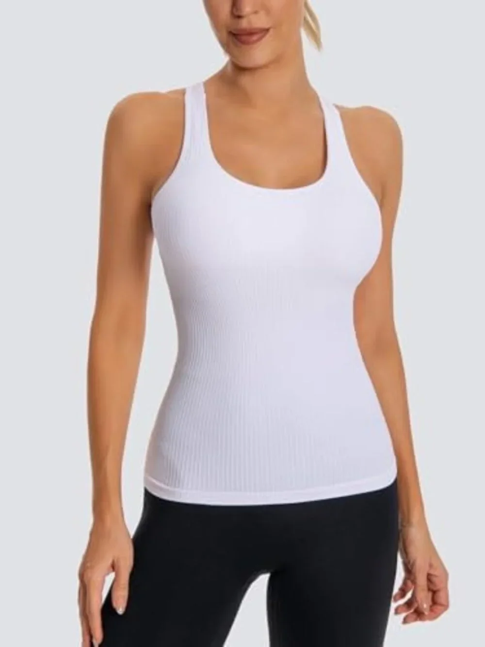 Ribbed Workout Tank Top for Women with Built-In Bra | Activewear & Fitness Top